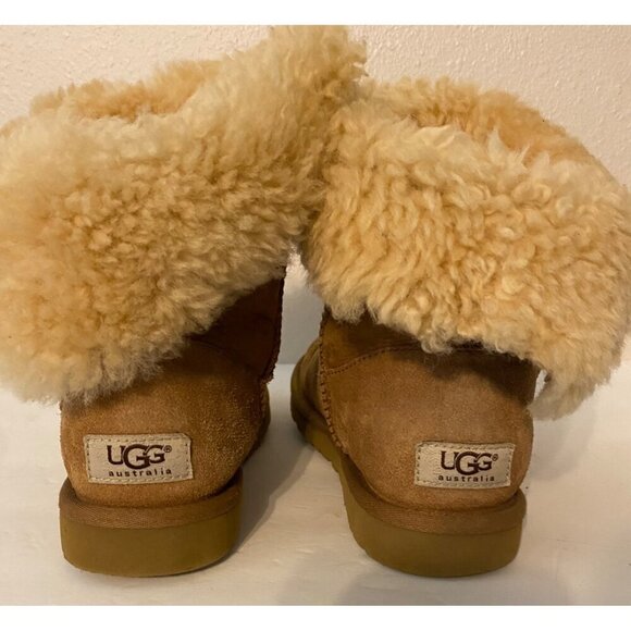 Ugg Bailey Button II Suede And Shearling  Boot in Chestnut 6 - Picture 6 of 6